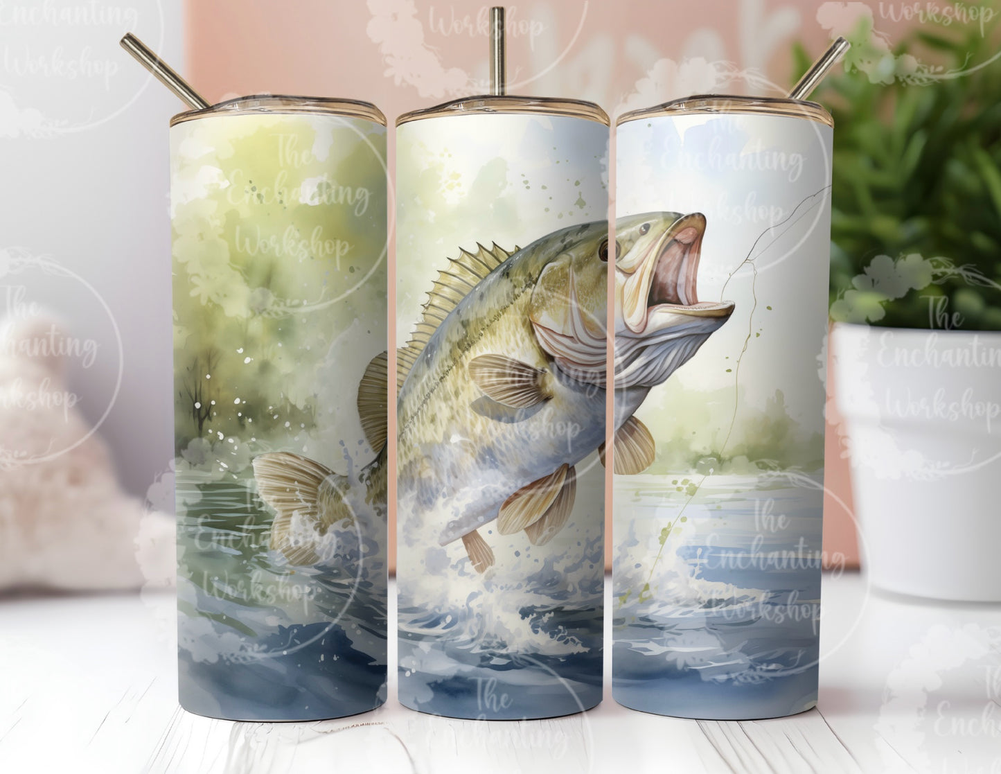 Watercolor Bass 20oz Tumbler