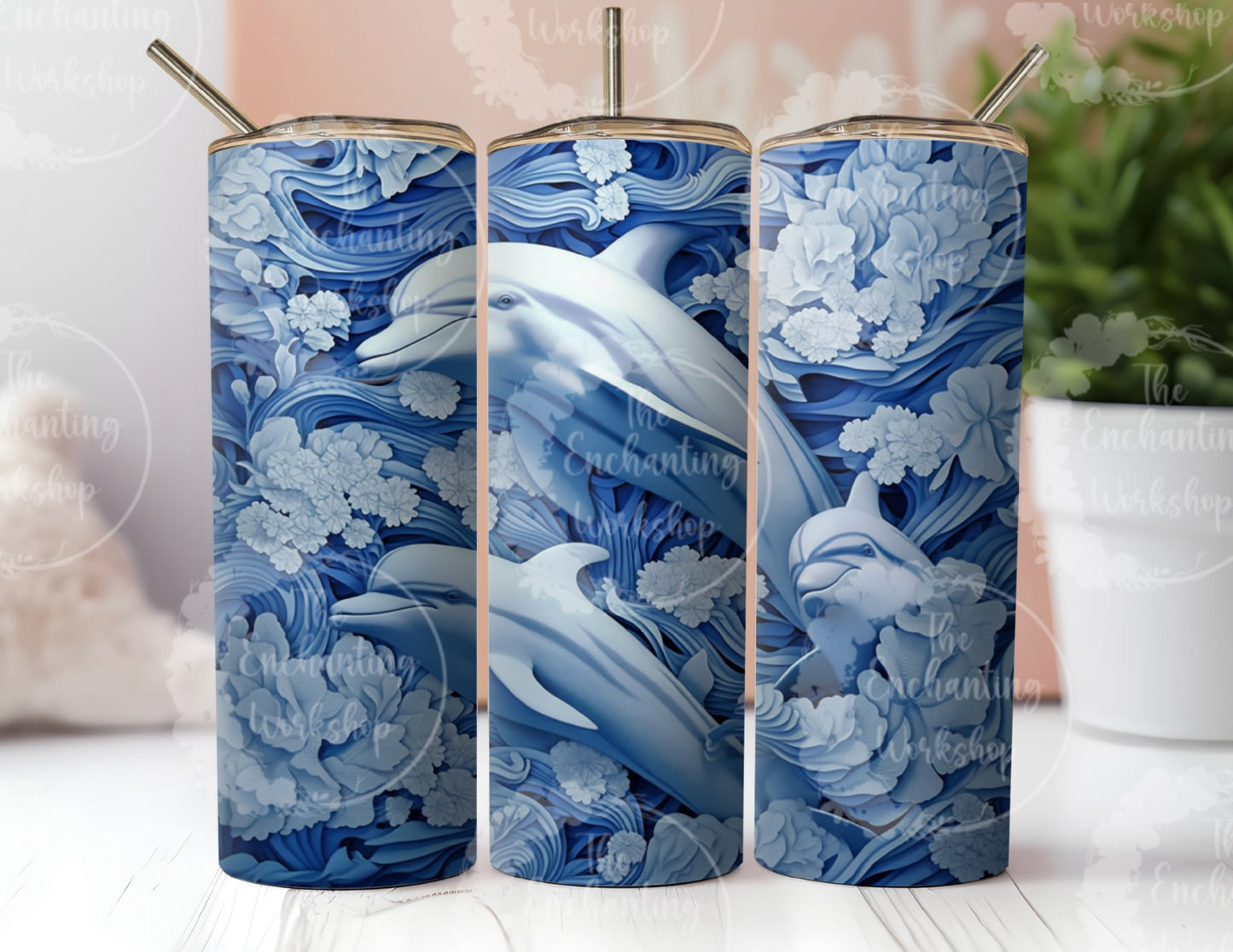 Blue Dolphin 3D 20oz Tumbler