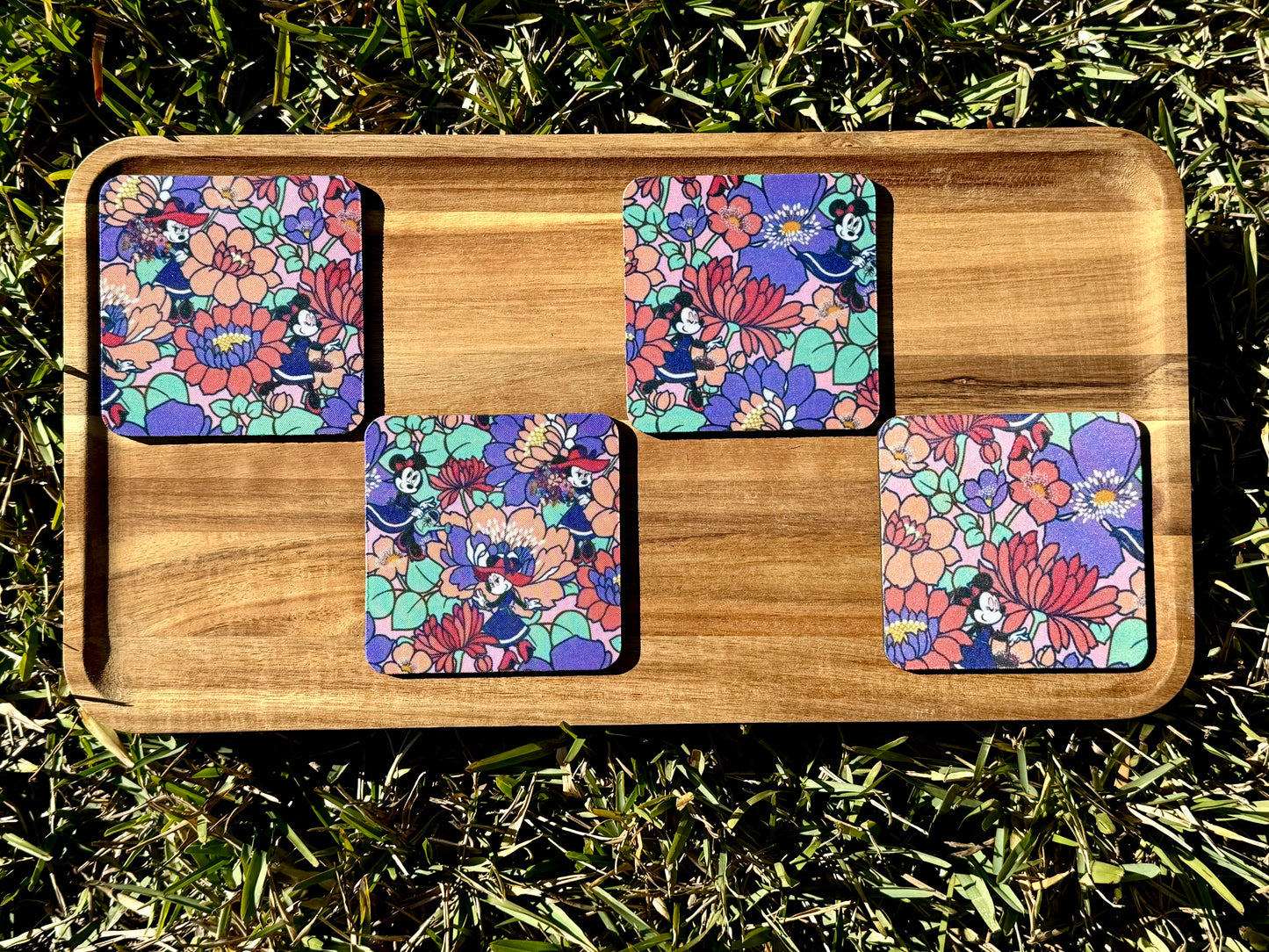 Polka Dot Garden Rubber Coaster Set