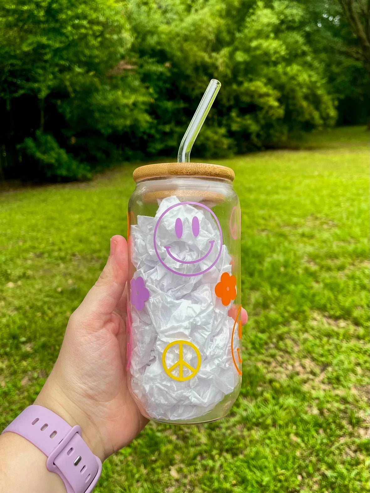 Groovy Iced Coffee Cup with Lid & Straw