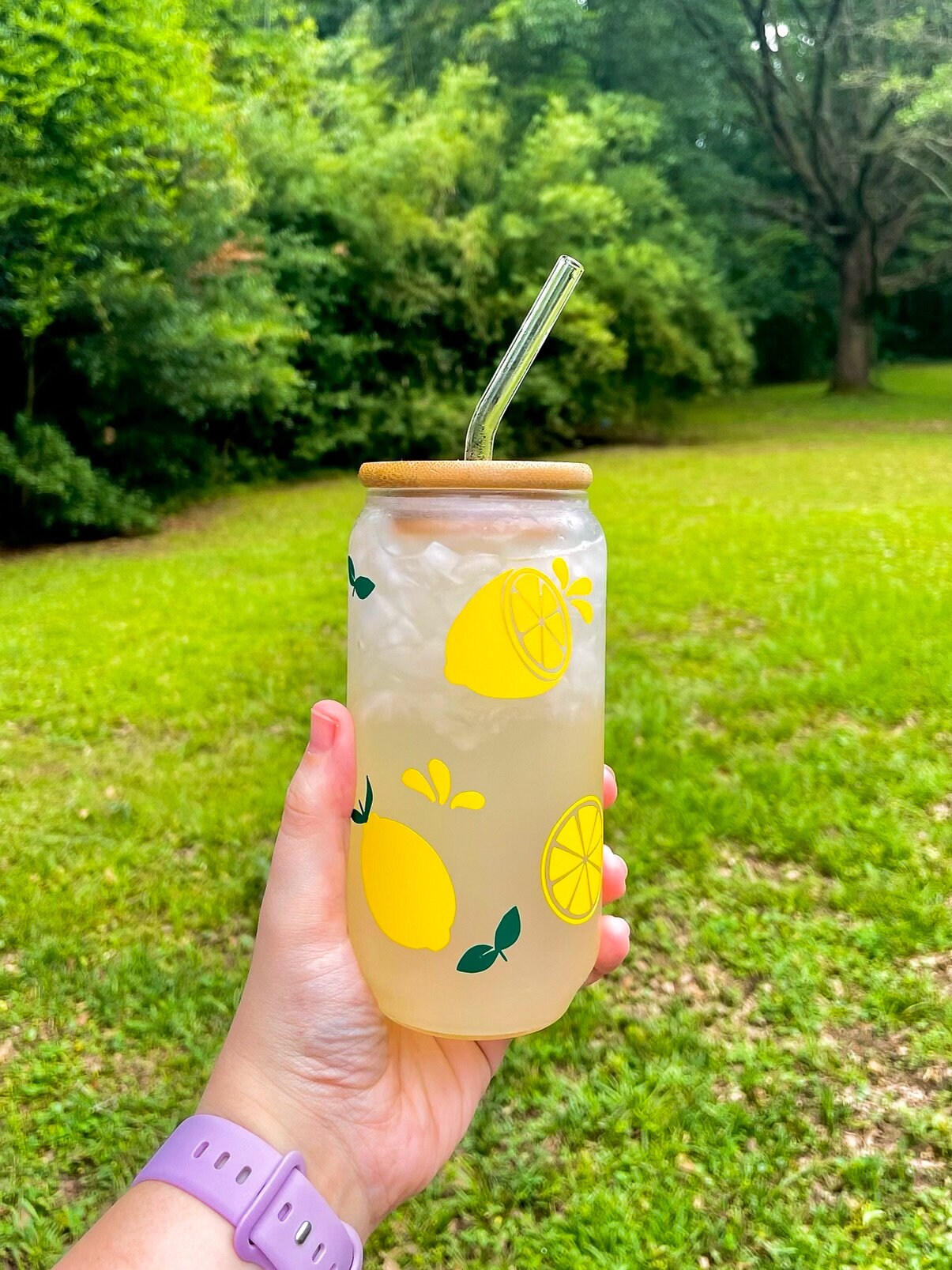 Lemon Iced Coffee Cup with Lid & Straw