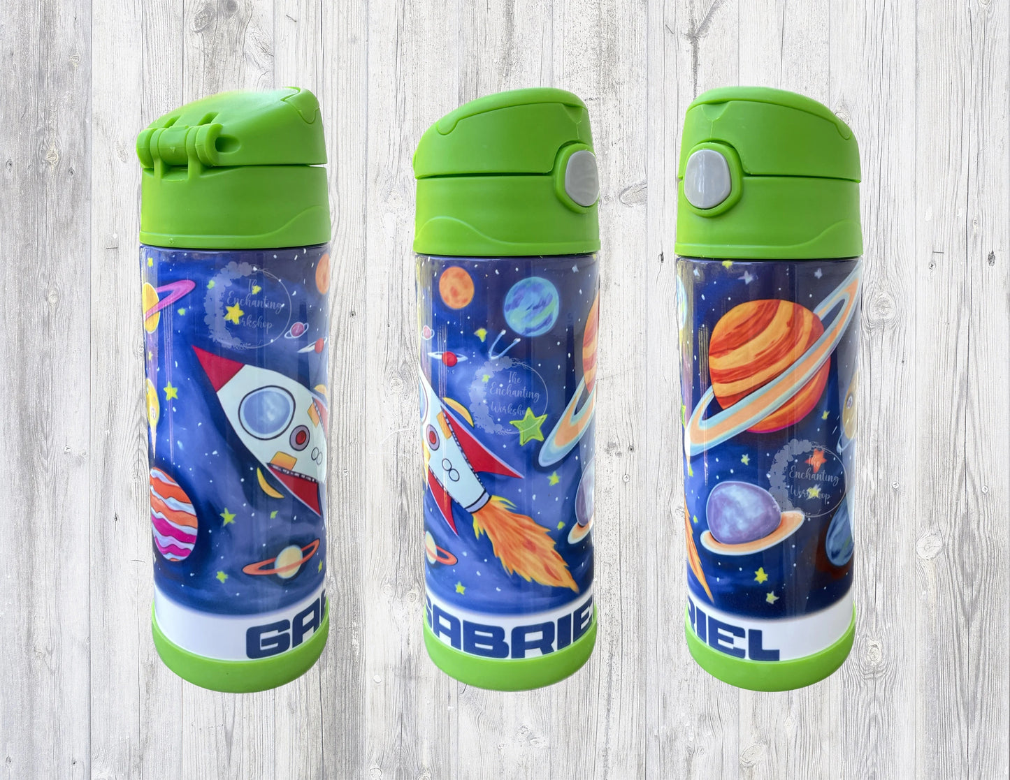 Kids Personalized Outer Space Flip Top Tumbler