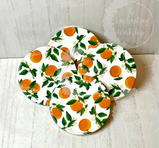 Orange Blossom Ceramic Coaster Set