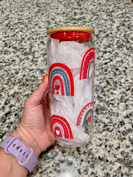 Lovely Rainbows Iced Coffee Glass Cup