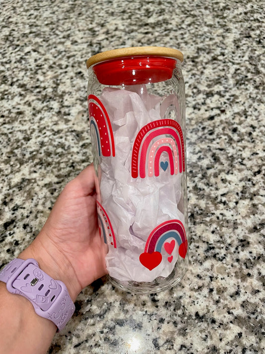 Lovely Rainbows Iced Coffee Glass Cup