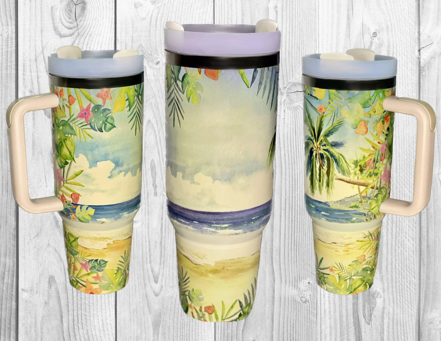 Tropical Beach 40oz Quencher Tumbler with Handle